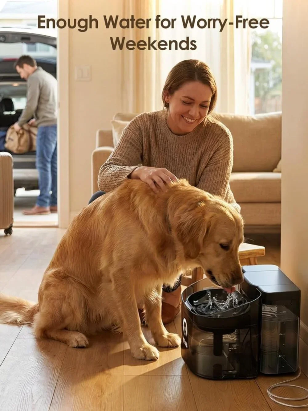 VEWO W16-L 11L Large Dog Water Fountain No Spill Automatic Dispenser Black NEW